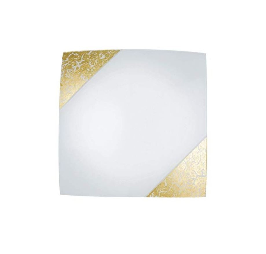 Plafoniera in vetro bianco con decori foglia oro/argento 2XE27 non incl. 30x30 PARIS