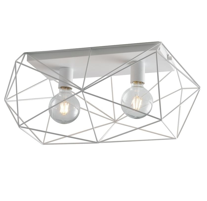 Plafoniera 2 luci dal design geometrico metallo bianco o nero-oro 2XE27 non incl. ABRAXAS