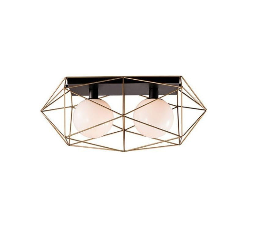 Plafoniera 2 luci dal design geometrico metallo bianco o nero-oro 2XE27 non incl. ABRAXAS