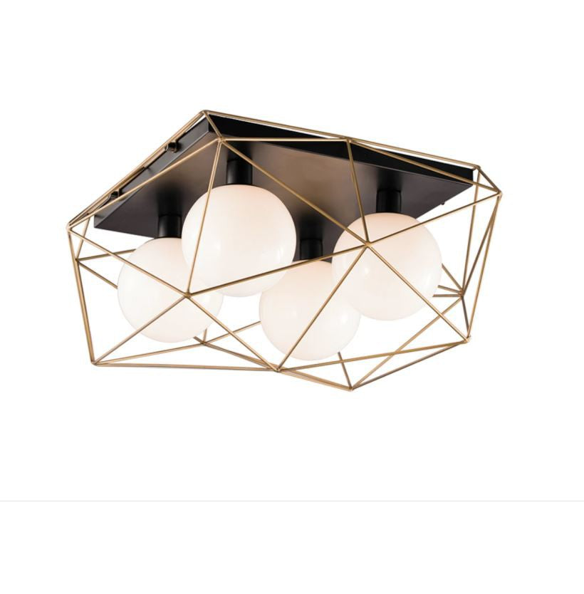 Plafoniera 4 luci dal design geometrico metallo bianco o nero-oro 4XE27 non incl. ABRAXAS