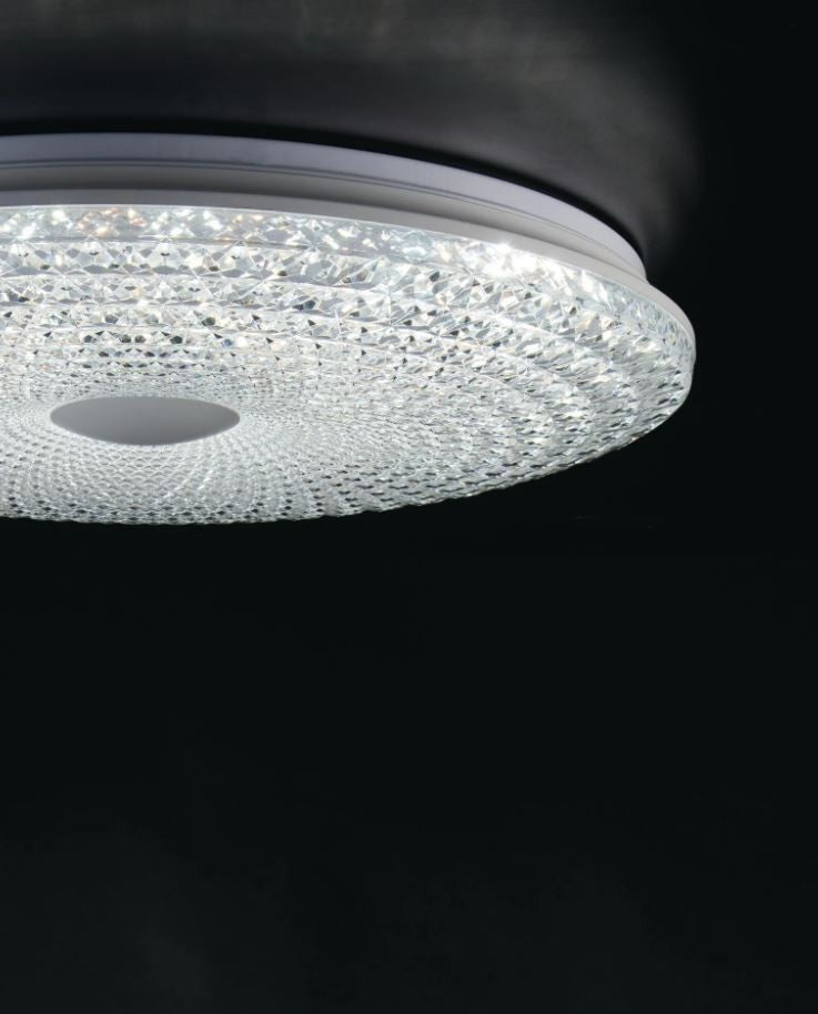 Plafoniera LED in acrilico con diffusore effetto diamantato D.30cm CCT 18W 1815LM UNIKA