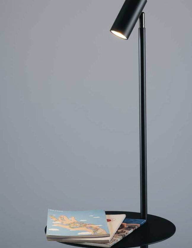 Piantana in metallo bianco o nero con luce orientabile con mensola relax regolabile 1XGU10 non incl. RELAX