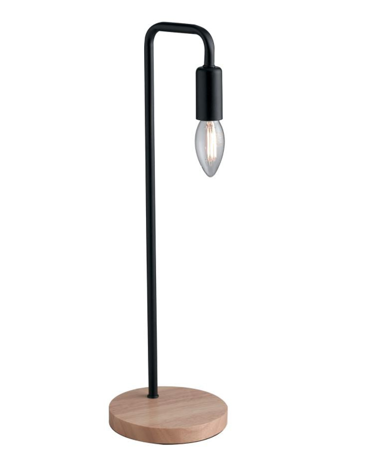 Lampada da tavolo in metallo bianco o nero base in legno naturale 1XE14 non incl.