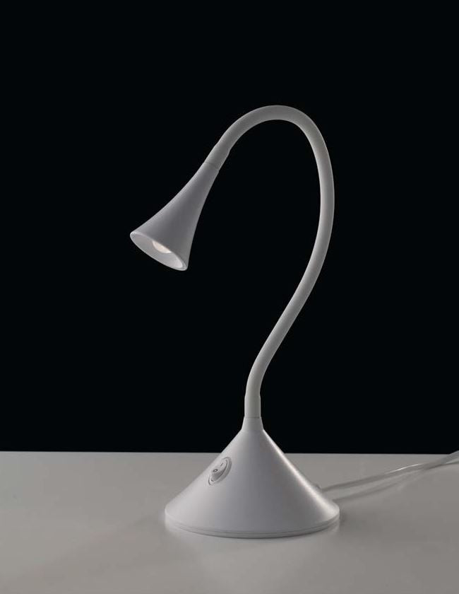 Lampada da scrivania/applique LED orientabile in metallo-silicone bianco o nero