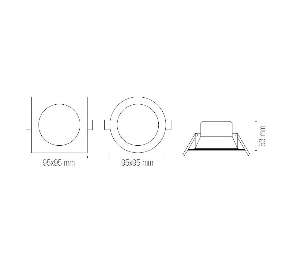 Faretto da incasso con struttura in fibre di plastica e punto luce orientabile temperatura colore selezionabile 7W 660LM INC-SNIPER-QR90