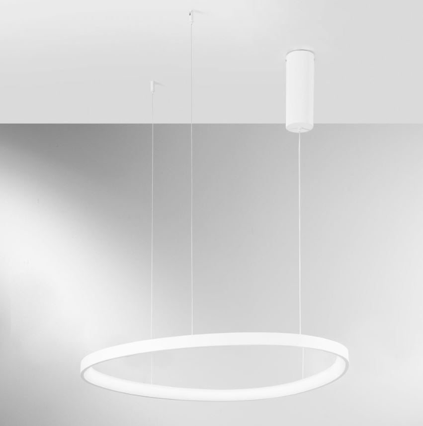 Sospensione LED ovale in alluminio bianco-nero diffusore in acrilico D. 65cm 58W CCT 8360LM KLAPTON-S65