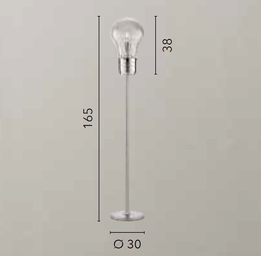 Piantana vetro forma lampadina interno fili in alluminio 1XE27 non incl. LAMPADINA