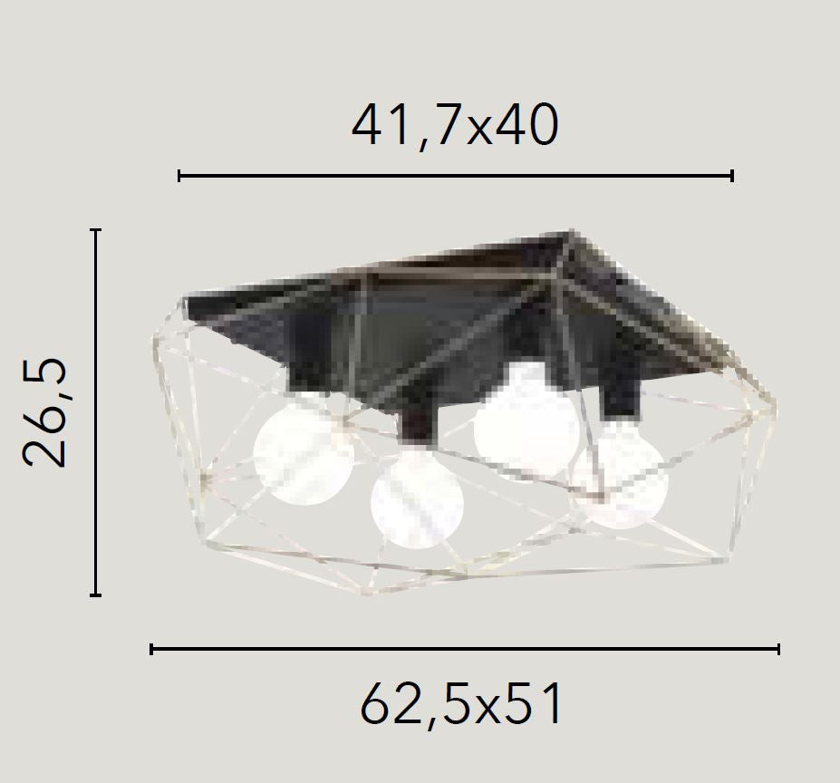 Plafoniera 4 luci dal design geometrico metallo bianco o nero-oro 4XE27 non incl. ABRAXAS