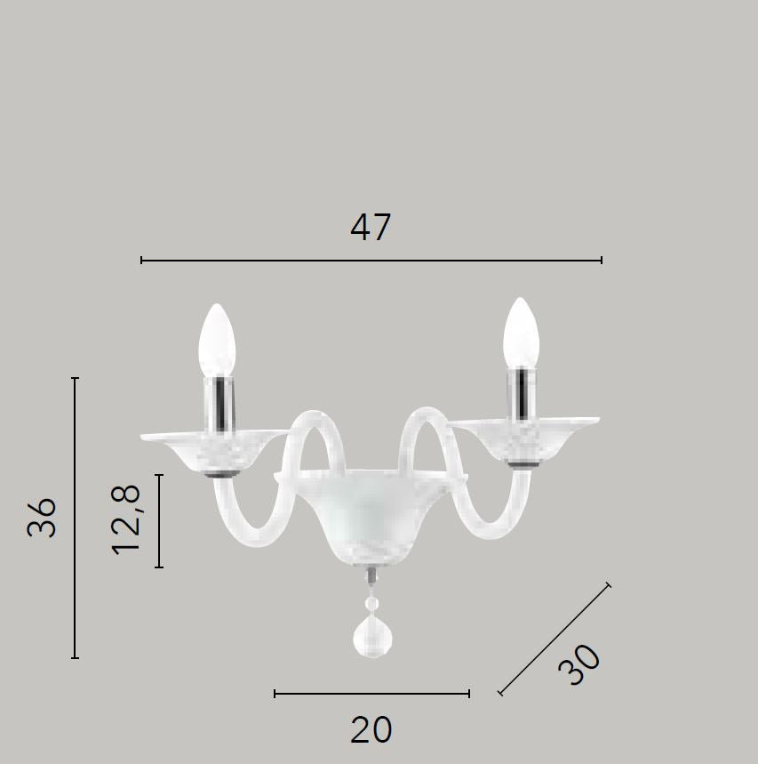 Applique 2 luci vetro soffiato bianco dettagli cromati 2XE14 non incl. SOFFIO