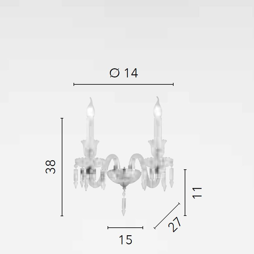 Applique 2 luci vetro cristallo rifinitura cromo 2XE14 non incl. LOUVRE
