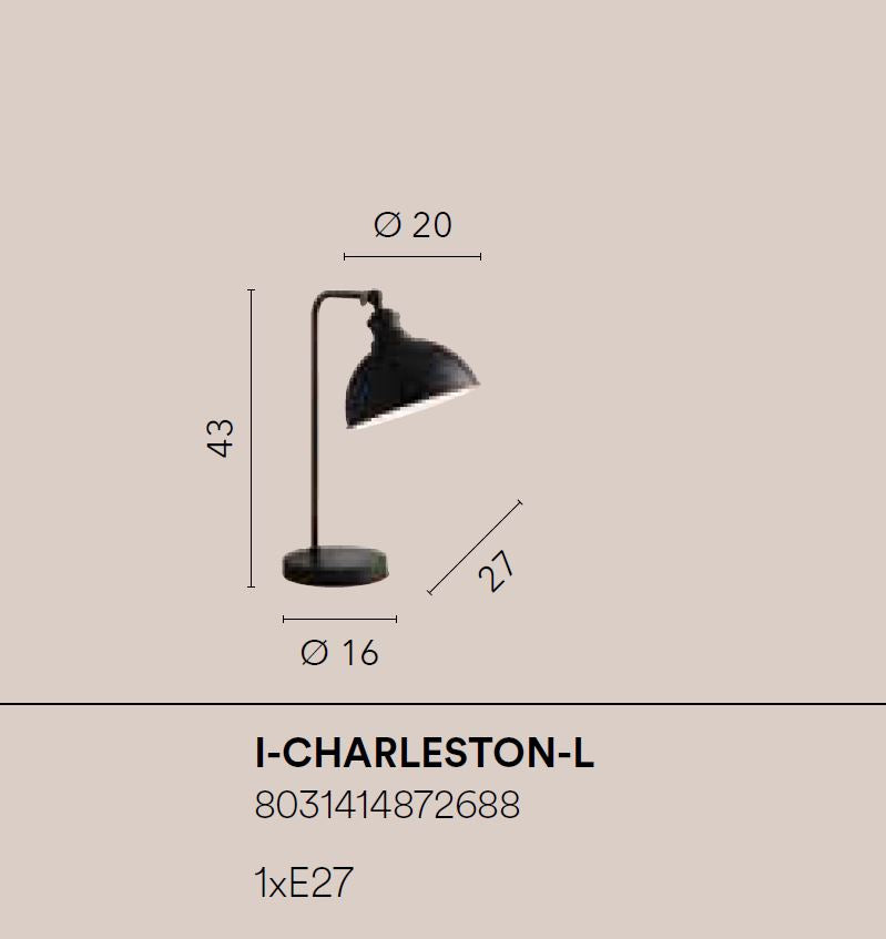 Lume metallo nero opaco diffusore interno bianco lucido 1XE27 non incl. CHARLESTON