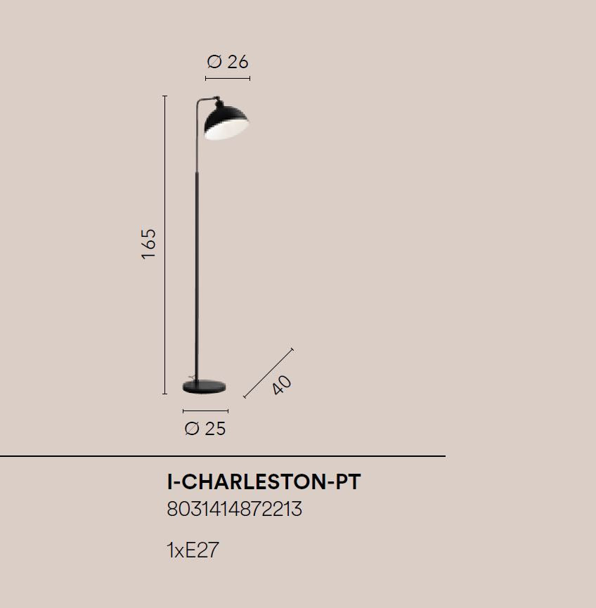 Piantana metallo nero opaco diffusore interno bianco lucido 1XE27 non incl. CHARLESTON