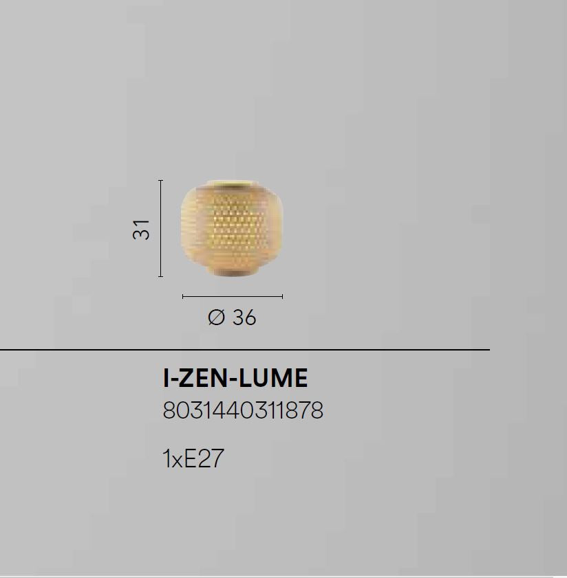 Lume in bambù naturale diffusore termoplastica cavo tessuto ocra varie dimensioni 1XE27 non incl. ZEN