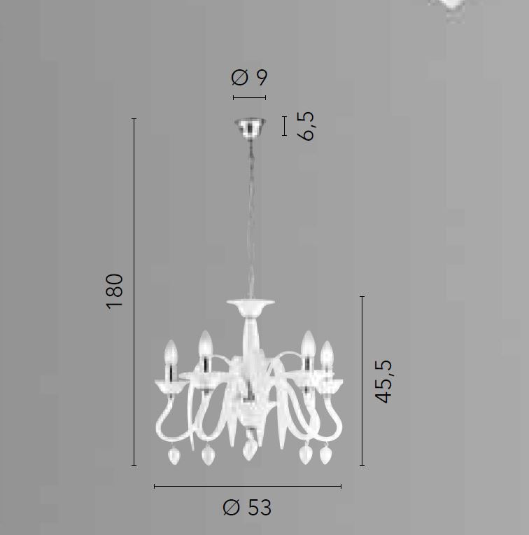 Sospensione 5 luci in acrilico con pendenti a mandorla 5XE14 non incl. ESTEFAN