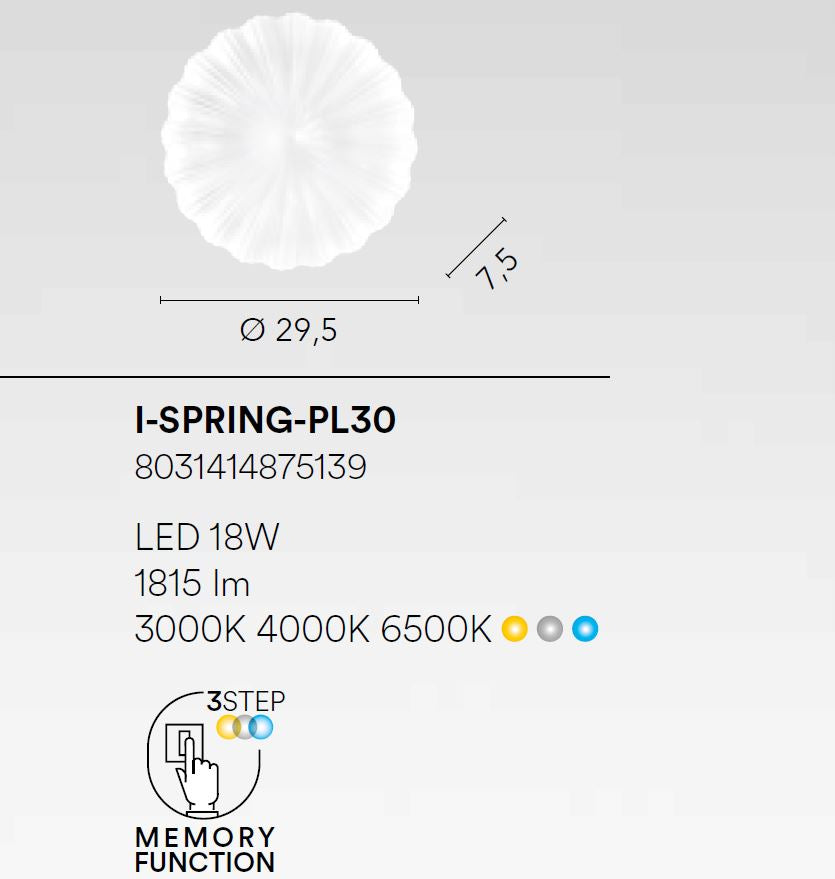 Plafoniera LED acrilico effetto polvere di stelle con incisioni drappeggio CCT D.30 SPRING