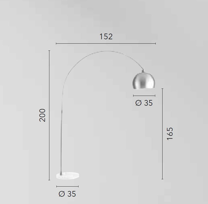 Piantana ad arco base in marmo bianco e struttura nikel con diffusore bianco o alluminio 1XE27 non incl. PLAZA