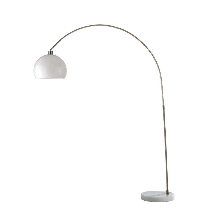 Piantana ad arco base in marmo bianco e struttura nikel con diffusore bianco o alluminio 1XE27 non incl. PLAZA