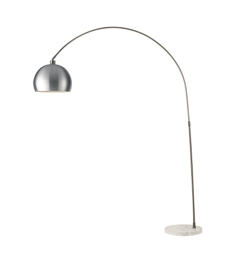 Piantana ad arco base in marmo bianco e struttura nikel con diffusore bianco o alluminio 1XE27 non incl. PLAZA