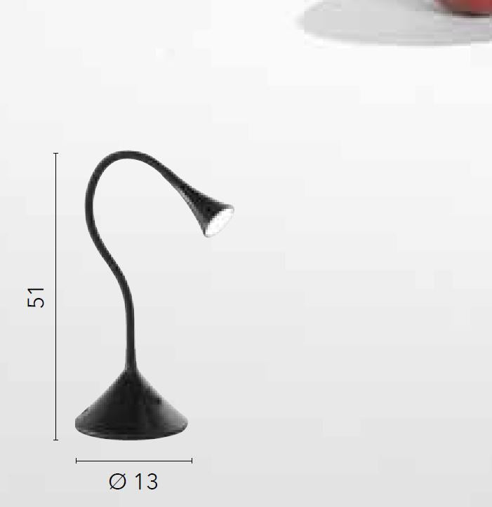 Lampada da scrivania/applique LED orientabile in metallo-silicone bianco o nero