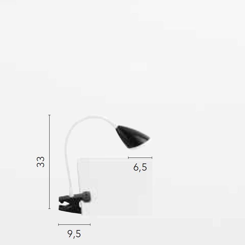 Lampada da scrivania LED con pinza in metallo-silicone bianco-nero-silver 3.7W 450LM 4000°k