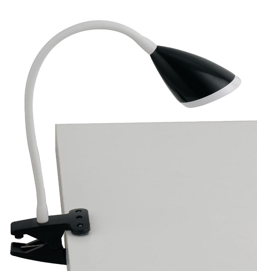 Lampada da scrivania LED con pinza in metallo-silicone bianco-nero-silver 3.7W 450LM 4000°k