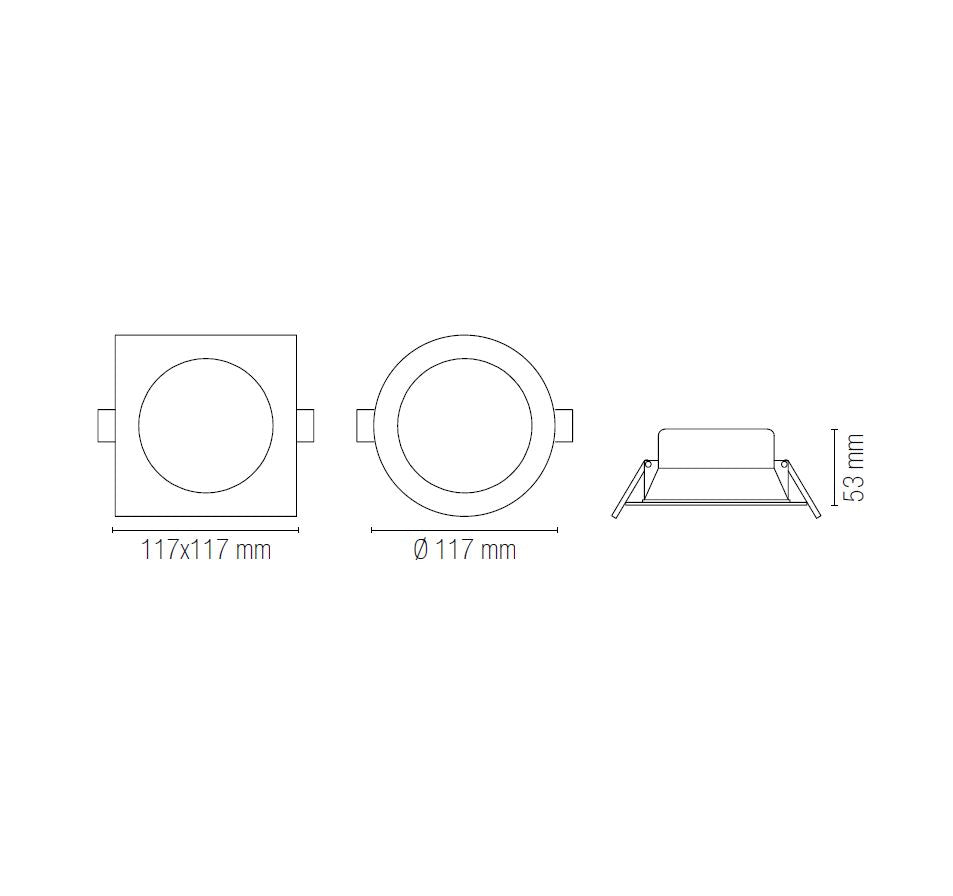 Faretto da incasso con struttura in fibre di plastica e punto luce orientabile temperatura colore selezionabile 12W 1165LM INC-SNIPER-QR120