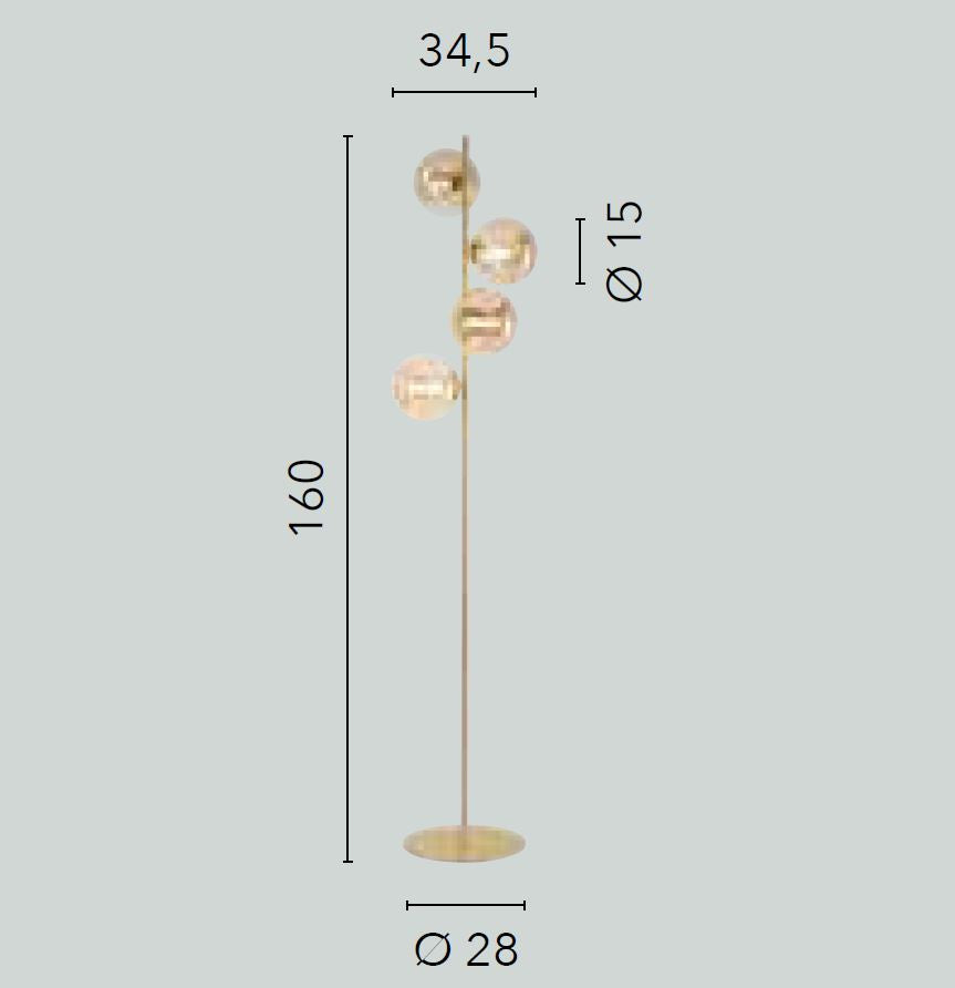 Piantana in metallo con sfere in vetro soffiato champagne o fumè 4XG9 non incl.