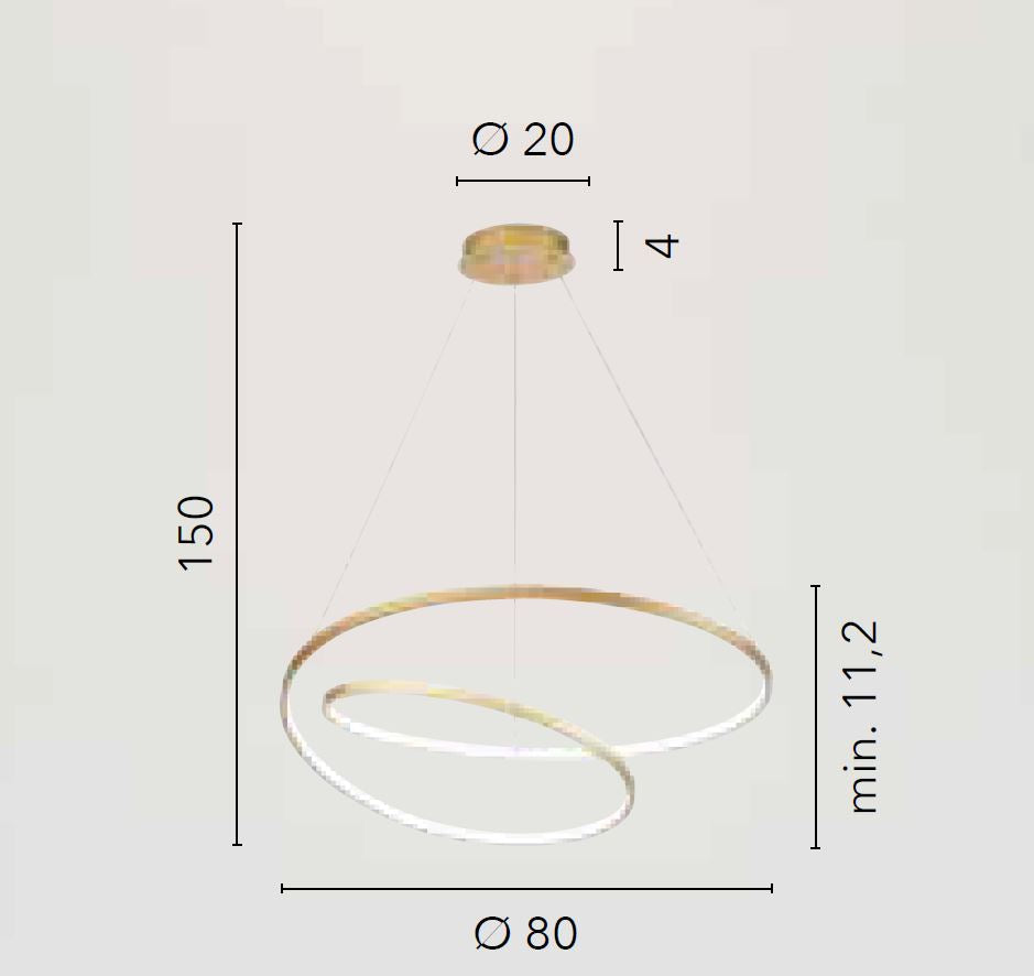 Sospensione LED in alluminio forme circolari con diffusore in silicone bianco-nero-oro CCT 60W 8000LM LIEVE-S80