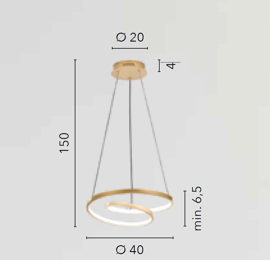 Sospensione LED forme circolari in alluminio bianco-nero-oro diffusore in silicone CCT D.40cm 30W 4000LM LIEVE-S