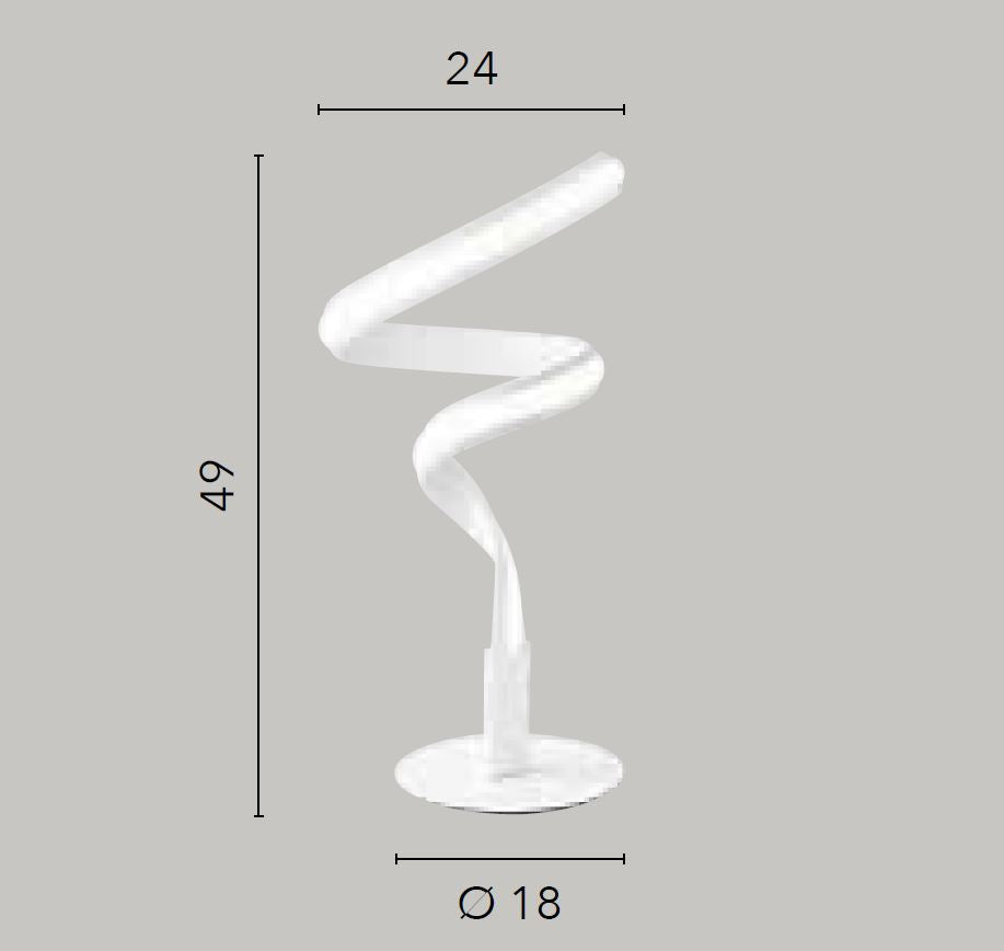 Lumetto LED forma spirale in alluminio bianco con diffusore in silicone 15W 1800 LM luce natura 4000°k MYSTRAL