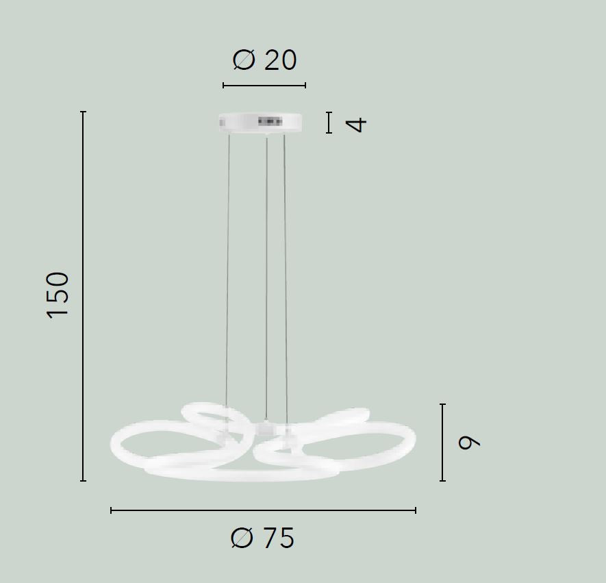 Sospensione LED forma tubo in metallo bianco con diffusore in acrilico opaco 90W 13200LM luce natura 4000°k HEAVEN