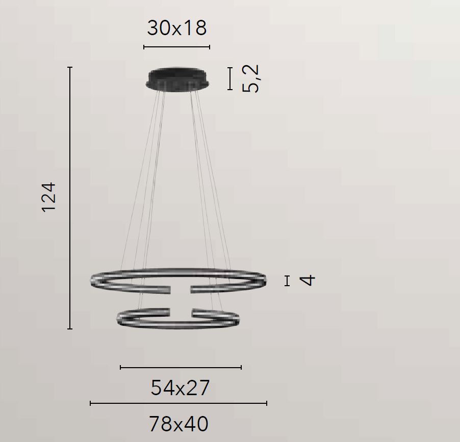 Sospensione LED in alluminio nero e diffusore in silicone 60W 6750LM 3000-4000°k CLARKE-S80