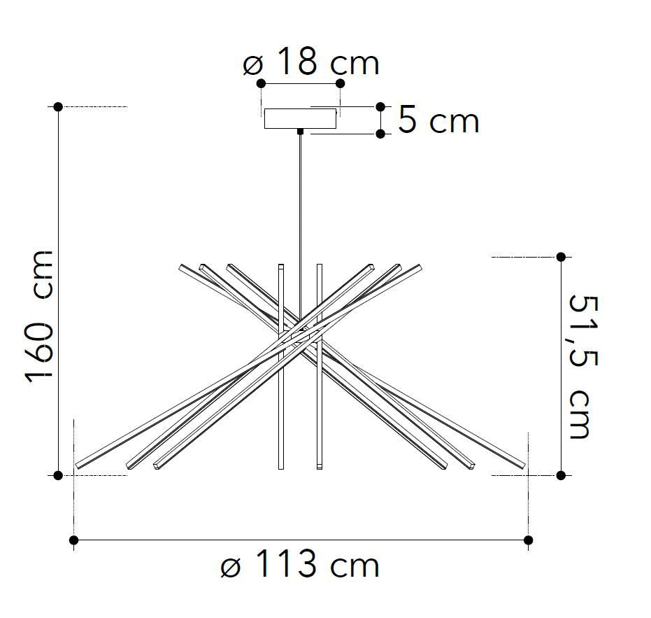 Sospensione LED bacchette in alluminio bianco-nero con diffusore opale 56W 6560LM 3000-4000°k SHANGHAI-S8