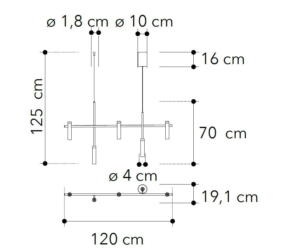 Sospensione LED in alluminio bronzo ,diffusori in acrilico e luce biemissione 35W 3600LM 4000°k CANDLE-S5