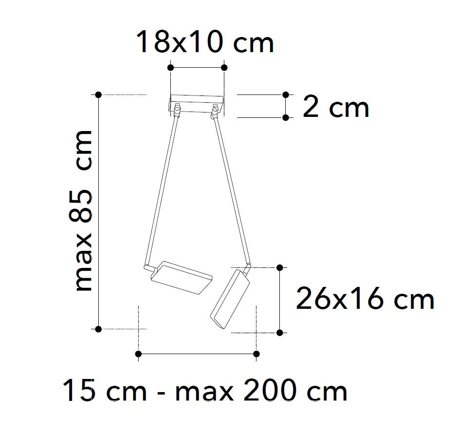 Sospensione LED in alluminio bianco-nero-silver-oro orientabile e regolabile 2x18W 3640LM 3200°k BOOK-PL