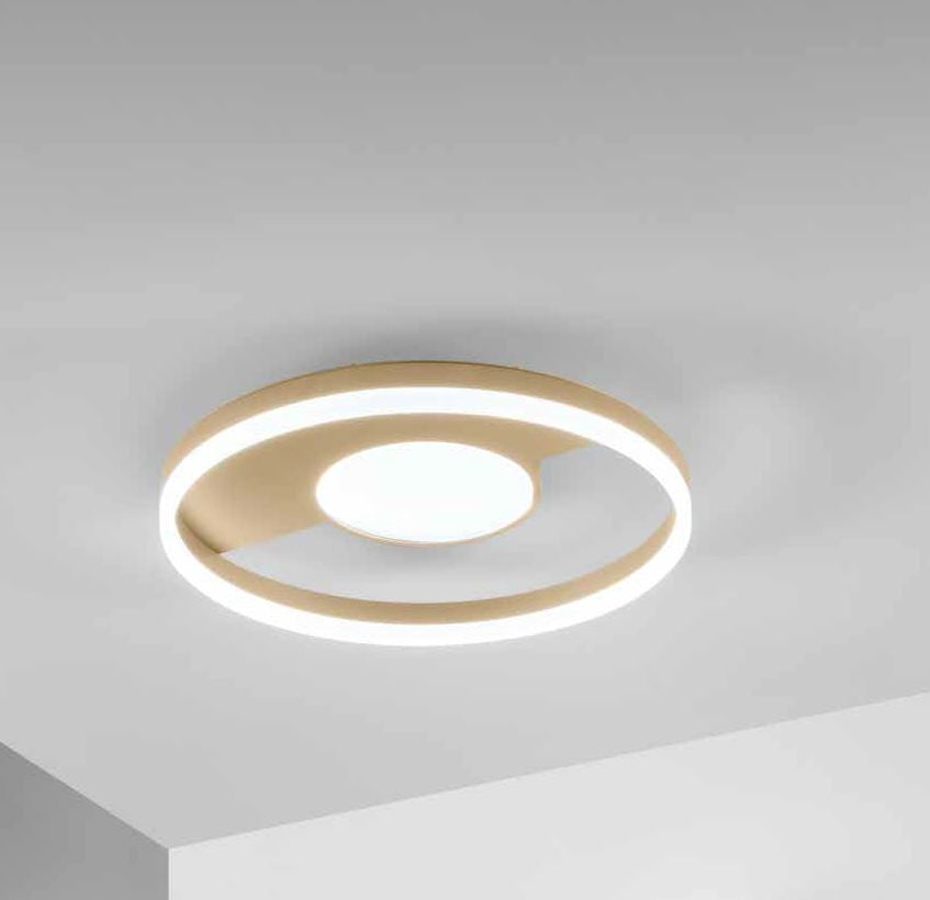 Plafoniera LED in metallo bianco e oro con luce centrale e diffusore acrilico 38W 5700LM CCT KANDINSKY-PL50