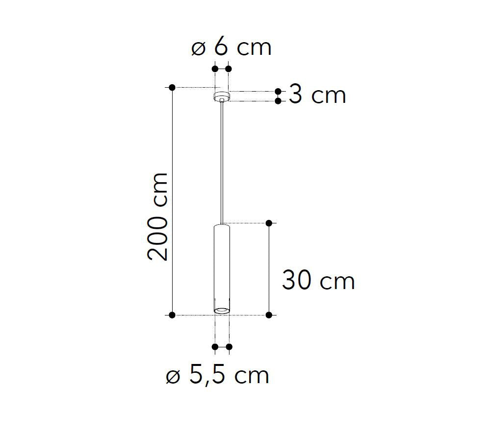 Sospensione cilindro 1XGU10 non incl. 30cm bianco-nero-oro-cromo-corten FLUKE-S30