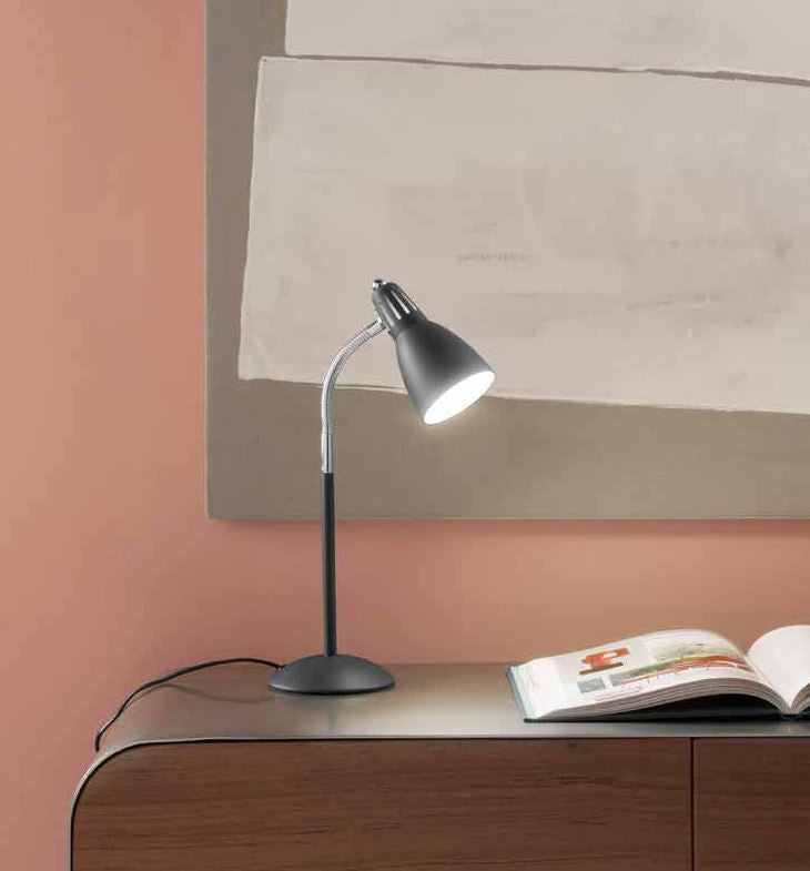 Lampada da scrivania in alluminio con diffusore orientabile bianco-nero-grigio 1XE14 non incl.