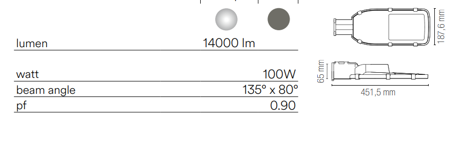 Faro stradale IP65 in alluminio e diffusore con lenti in materiale autoestinguente , antiurto e anti-UV led luce 4000°k HIGHWAY