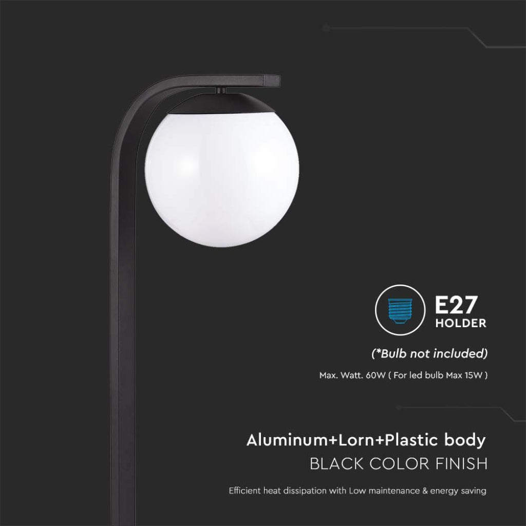 V-TAC Lampione LED da Giardino con Portalampada a Lanterna E27 Colore Nero Opaco IP44