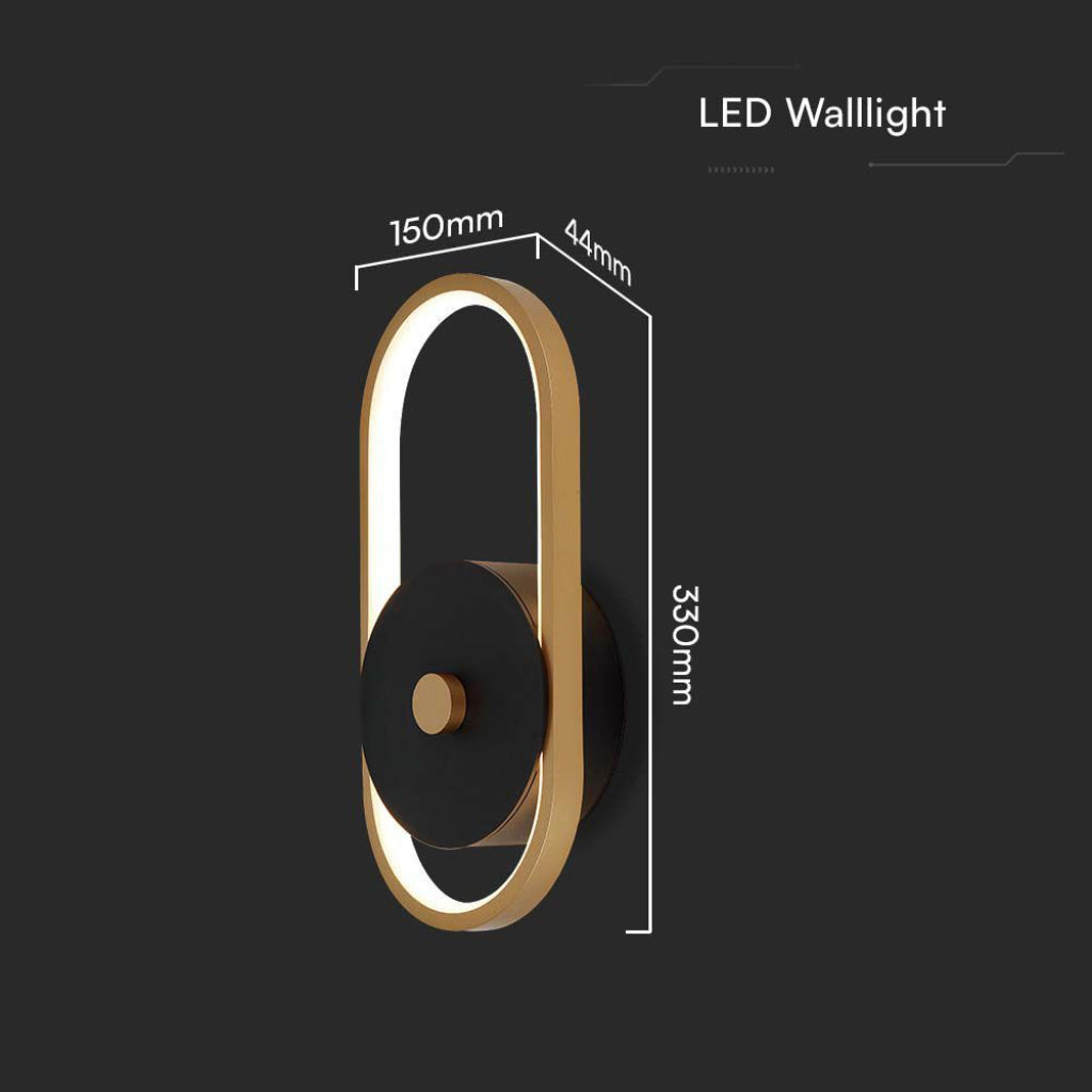 V-TAC Lampada LED da Muro 15W in Metallo Colore Nero + Ottone Antico 4000K IP54