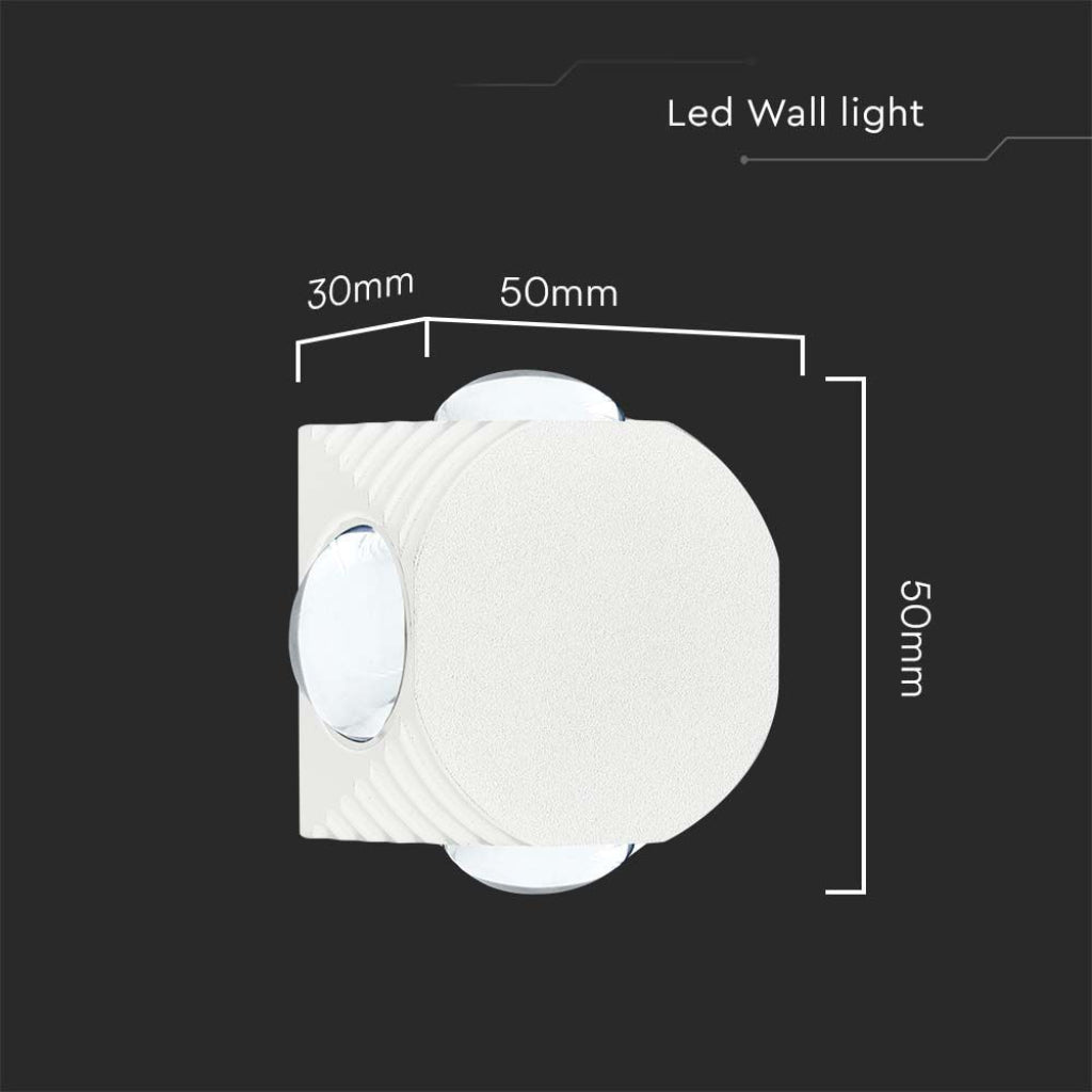 V-TAC Applique LED da Muro 4W con 4 Fasci Luminosi Corpo Bianco 4000K IP54