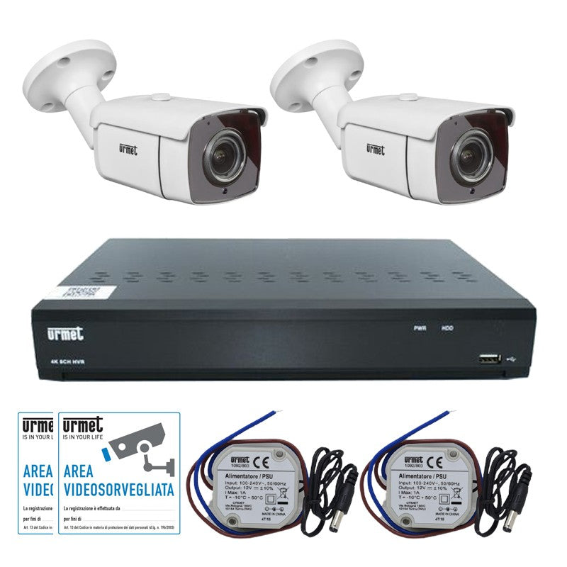 URMET KIT VIDEOSORVEGLIANZA  AHD 1080N 8 CANALI  2 TELECAMERE 1097/818