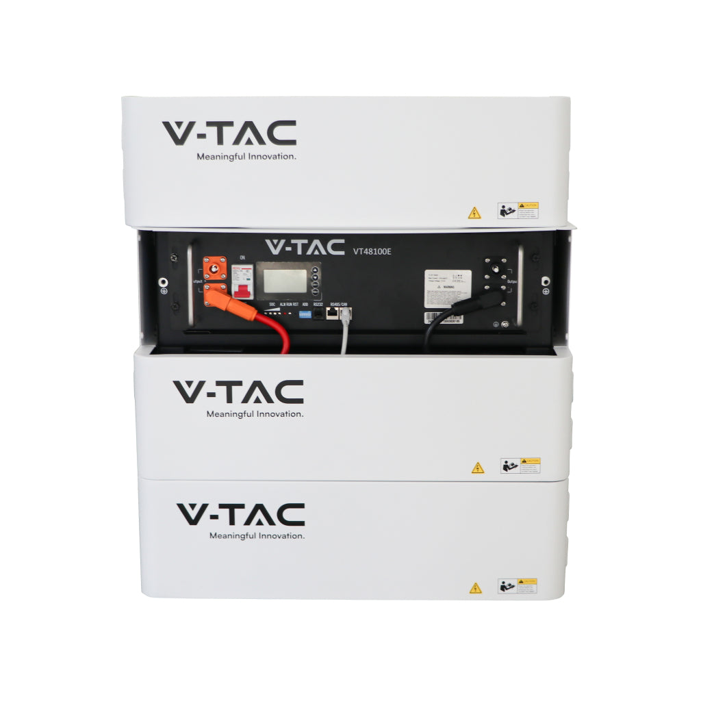 V-TAC Batteria di Accumulo 5.12kWh al Litio-Ferro-Fosfato LiFePO4 BMS Integrato Modulo da Rack per Inverter Fotovoltaici CEI 0-21 51.2V 100Ah Garanzia 10 Anni