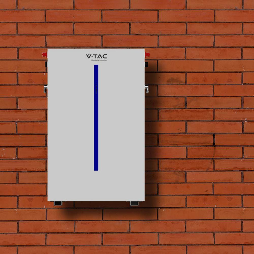 V-TAC Batteria di Accumulo 6.14kWh al Litio-Ferro-Fosfato LiFePO4 BMS Integrato per Inverter Fotovoltaici CEI 0-21 51.2V 120Ah Garanzia 10 Anni IP65