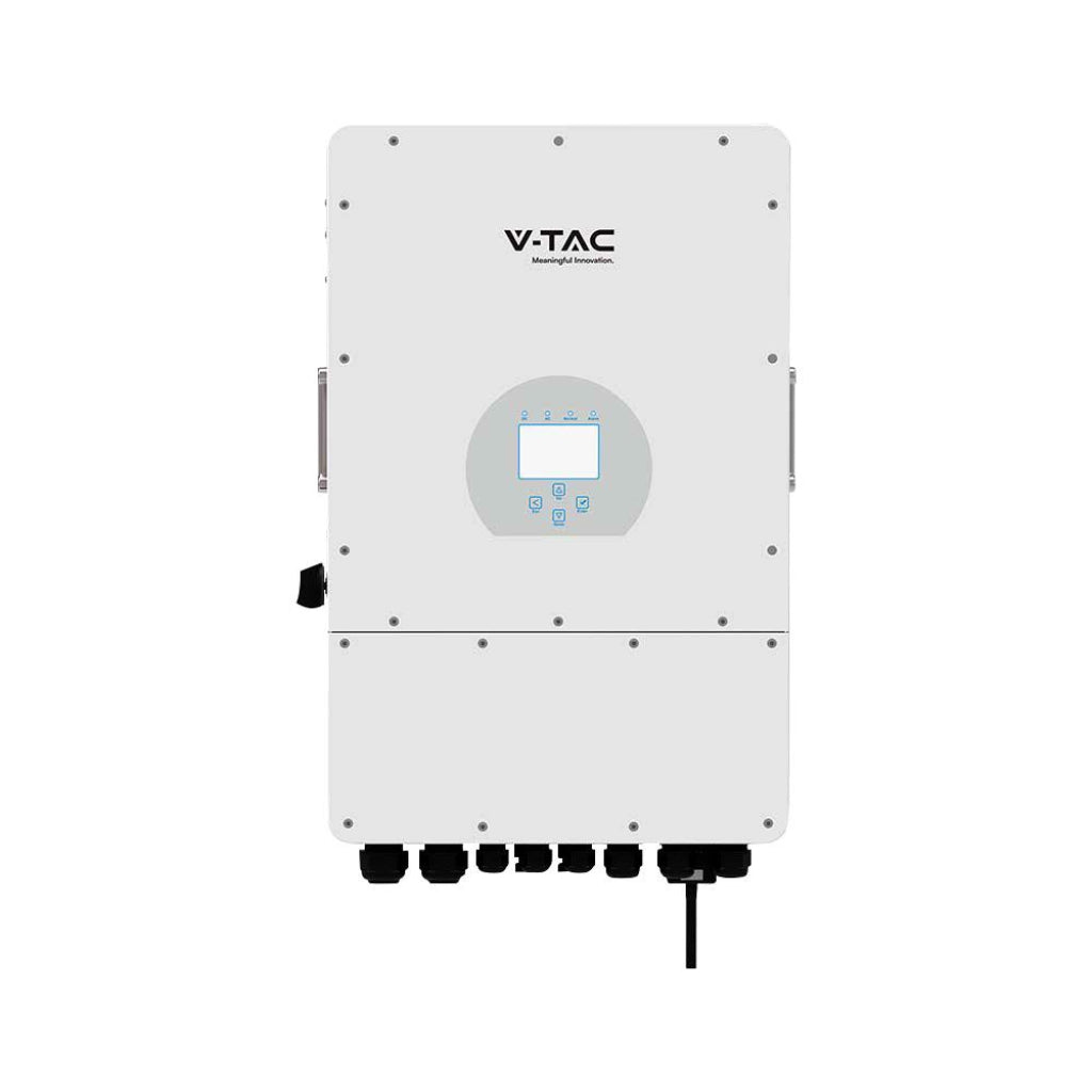 V-TAC Inverter Fotovoltaico Deye Trifase Ibrido On-Grid/Off-Grid 10kW CEI 0-21 con Schermo LCD Touch a Colori WiFi e TA Inclusi Garanzia 10 Anni IP65