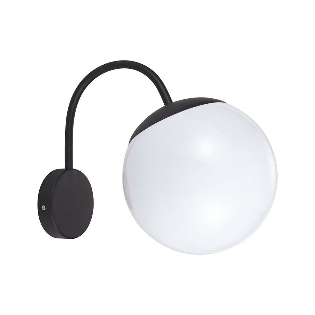 V-TAC Lampada LED da Muro con Sfera Opale 1XE27 Colore Nero Opaco IP44