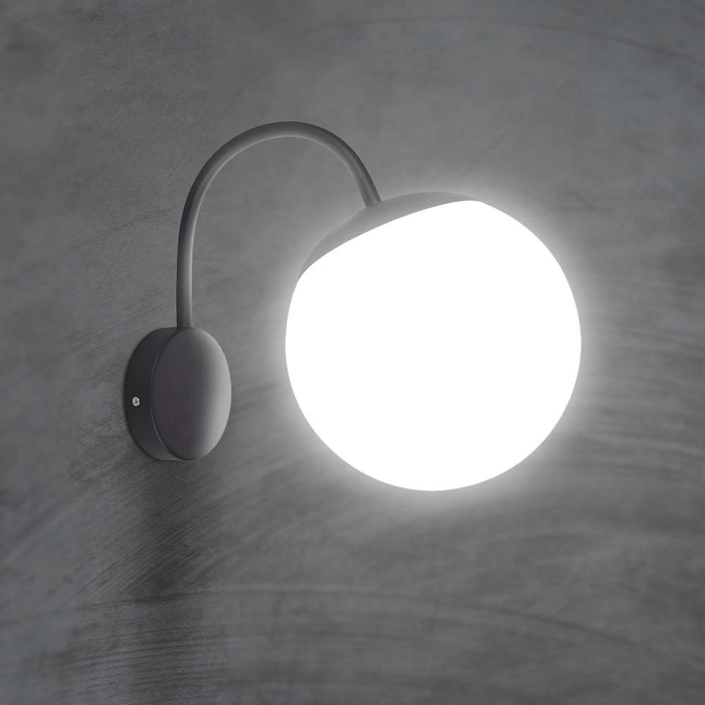 V-TAC Lampada LED da Muro con Sfera Opale 1XE27 Colore Nero Opaco IP44