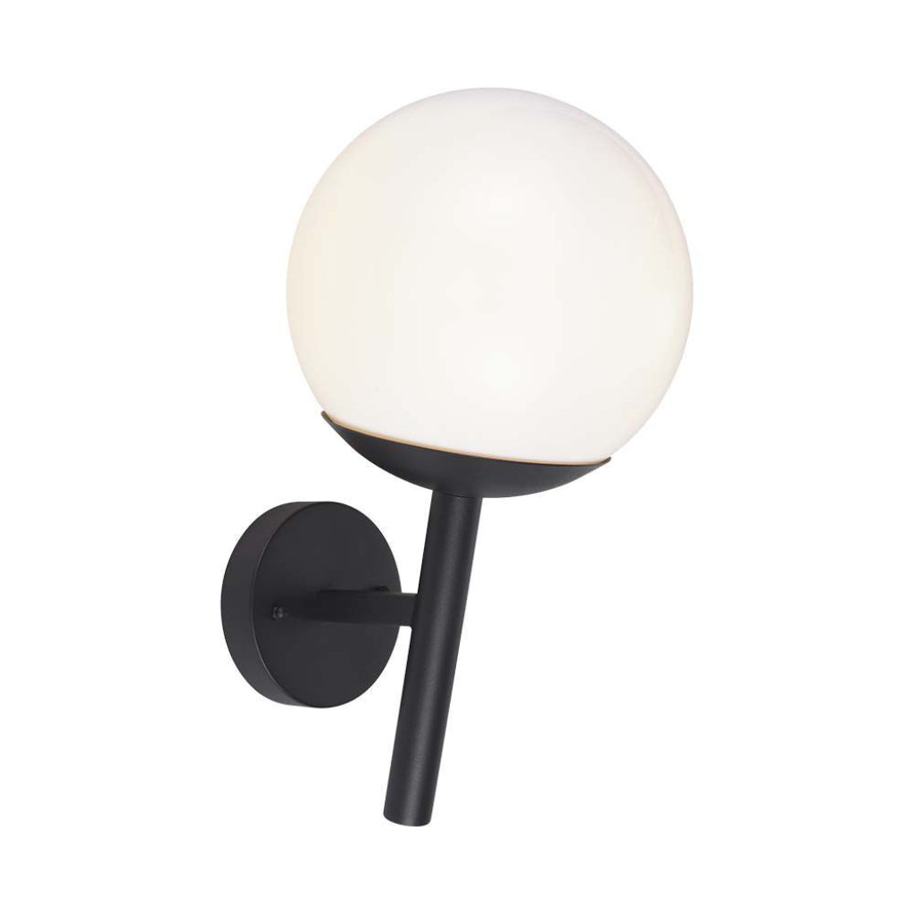 V-TAC Lampada LED da Muro con Sfera Opale e Portalampada E27 Colore Nero Opaco IP44