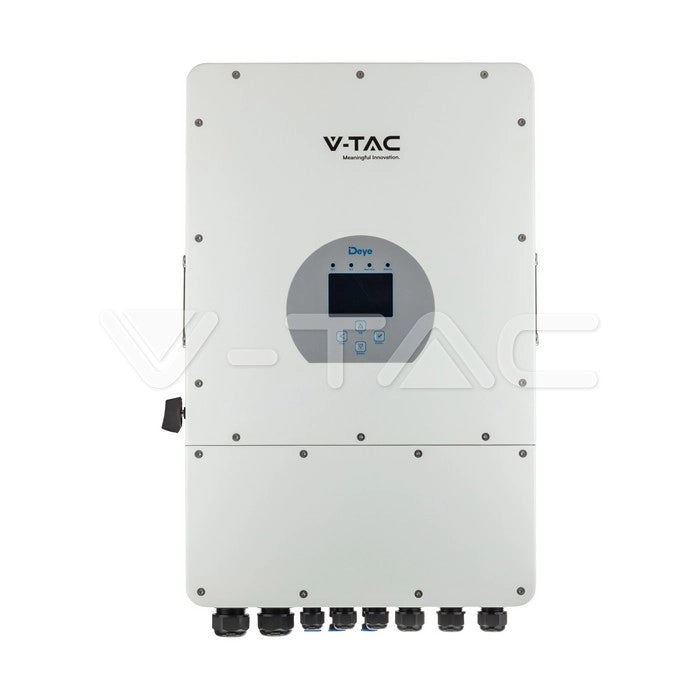 V-TAC Inverter Fotovoltaico Deye Trifase Ibrido On-Grid/Off-Grid 8kW CEI 0-21 con Schermo LCD Touch a Colori WiFi e TA Inclusi Garanzia 10 Anni IP65